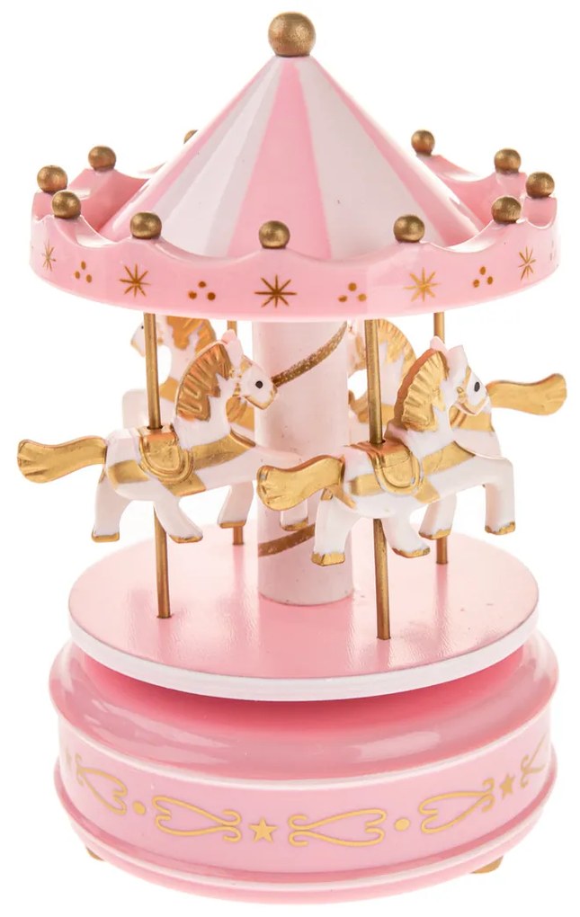 Játék körhinta lovakkal, 18 cm, rózsaszín