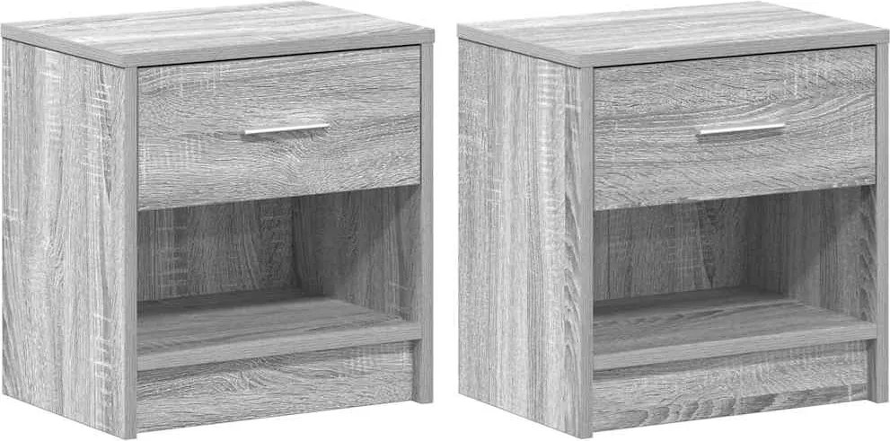 vidaXL 2 db szürke sonoma színű éjjeliszekrény fiókkal 39x28x41 cm