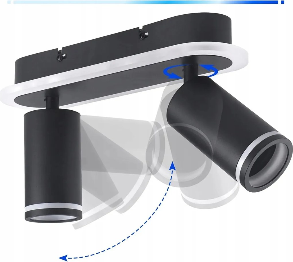 Mennyezeti lámpa 2xGU10 24W Led forgatható 350 3000K fekete
