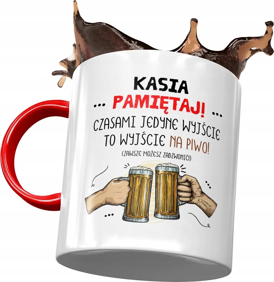 Piros Bögre Kasi Barátnő Feleség Ajándék Nyomtatott Fotóval