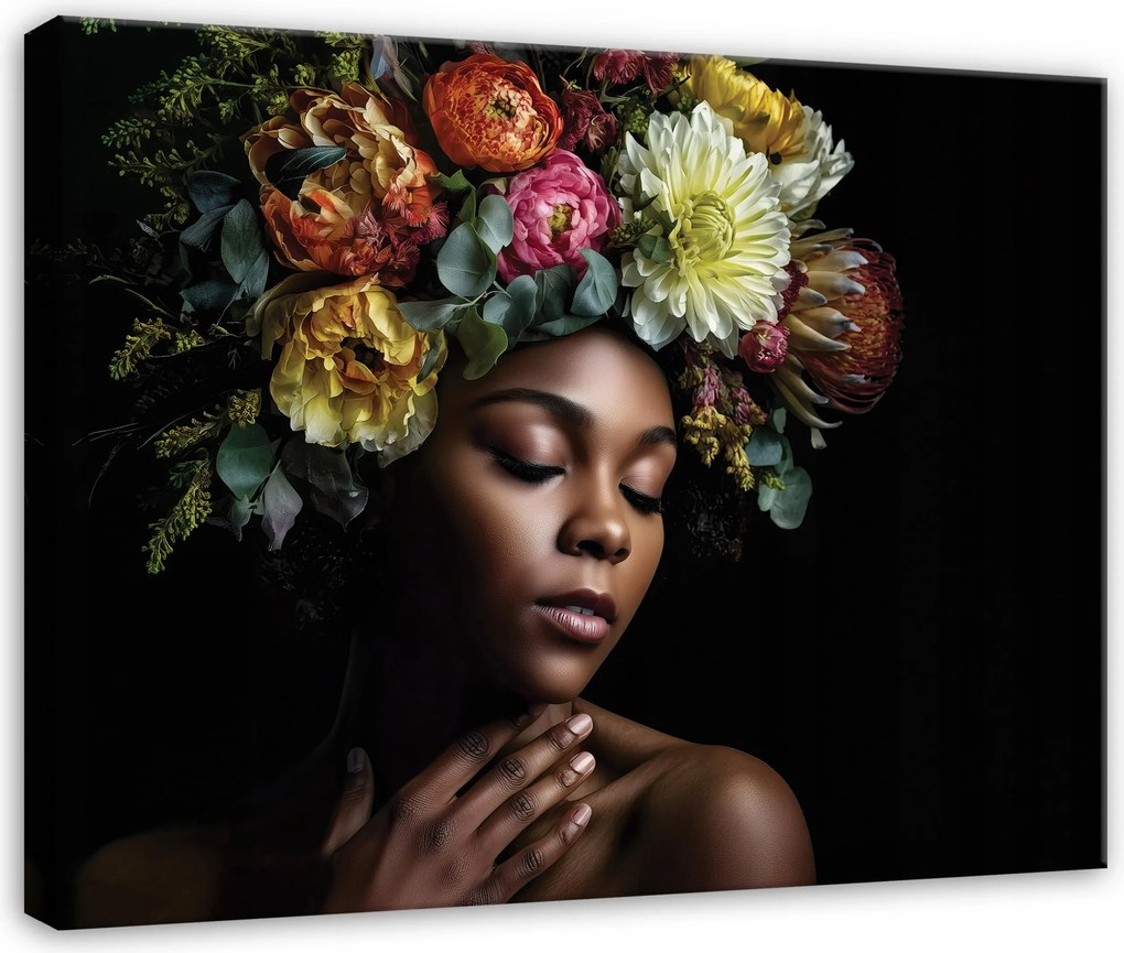 Vászonkép Nő Virágok Absztrakt Hálószoba Nappali Konyha Vászon 40x30