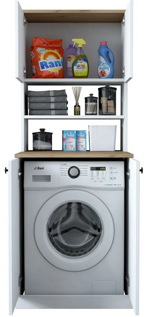 Kira White and Walnut szekrény a mosógép fölé