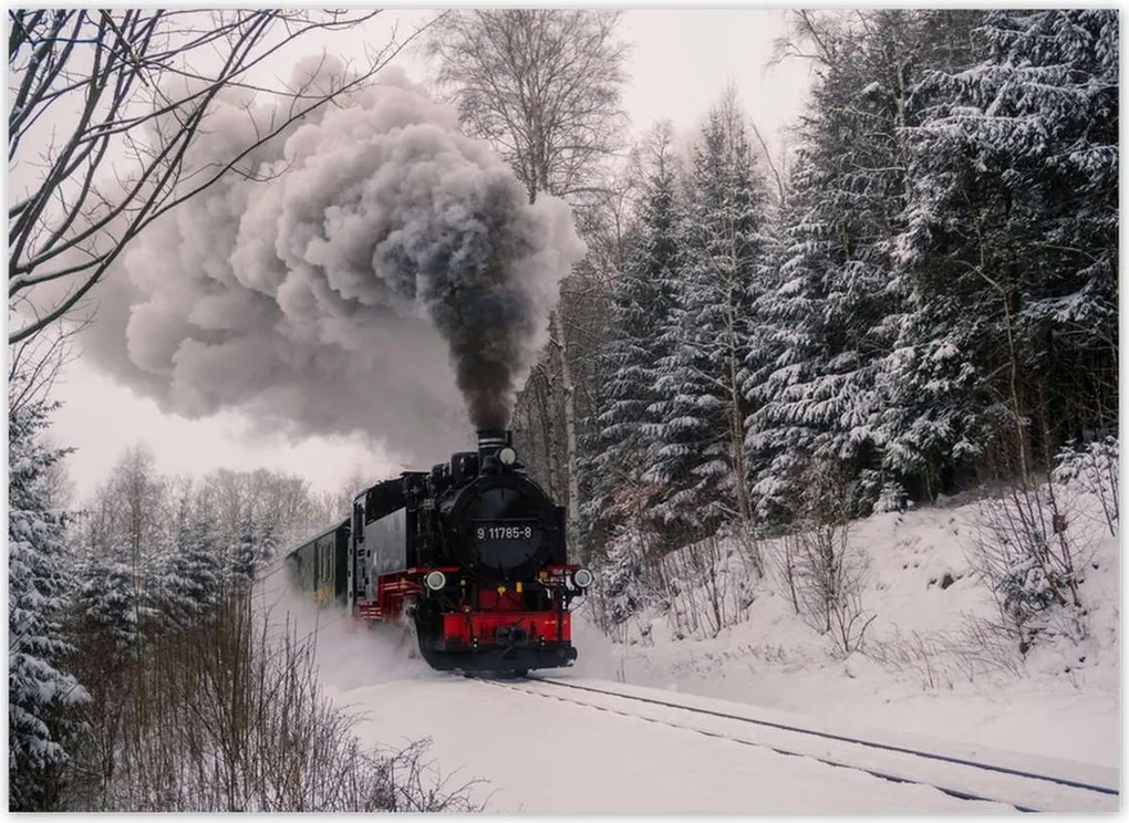Fotótapéták 254x184 Mozdony téli tájkép