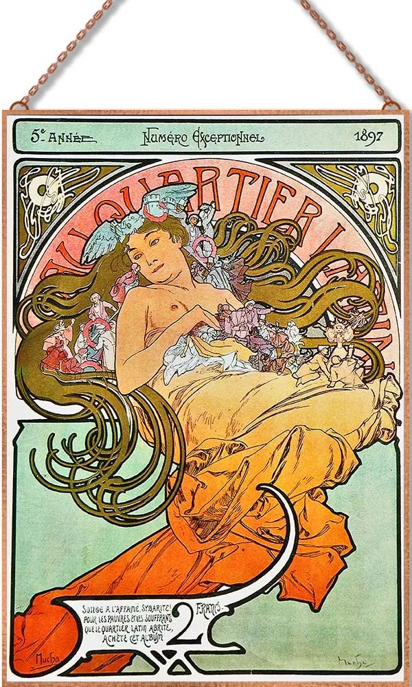 Alphonse Mucha - Quartieri üvegkép, falikép