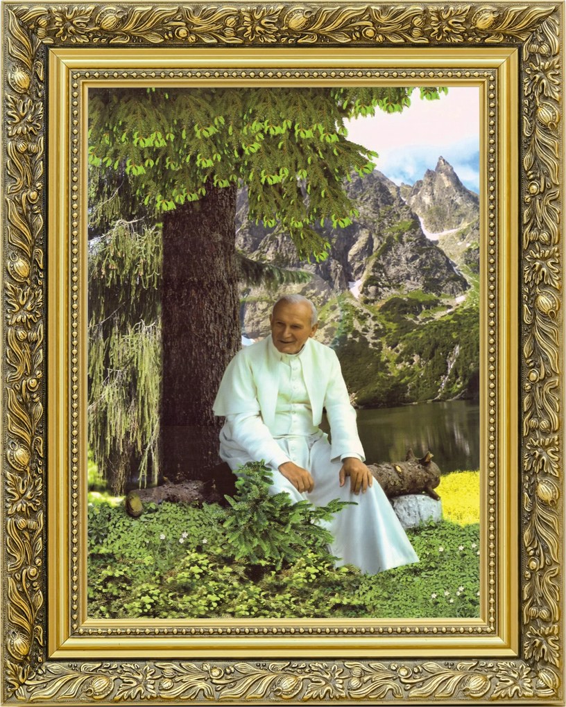 Szent János Pál 2 Az erdőben Arany keret 40x50