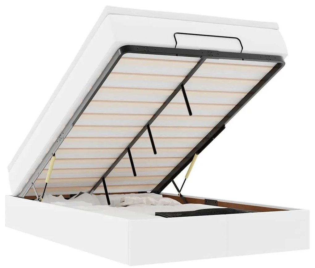 Ottomán ágykeret matraccal Fehér 120x200cm műbőrrel