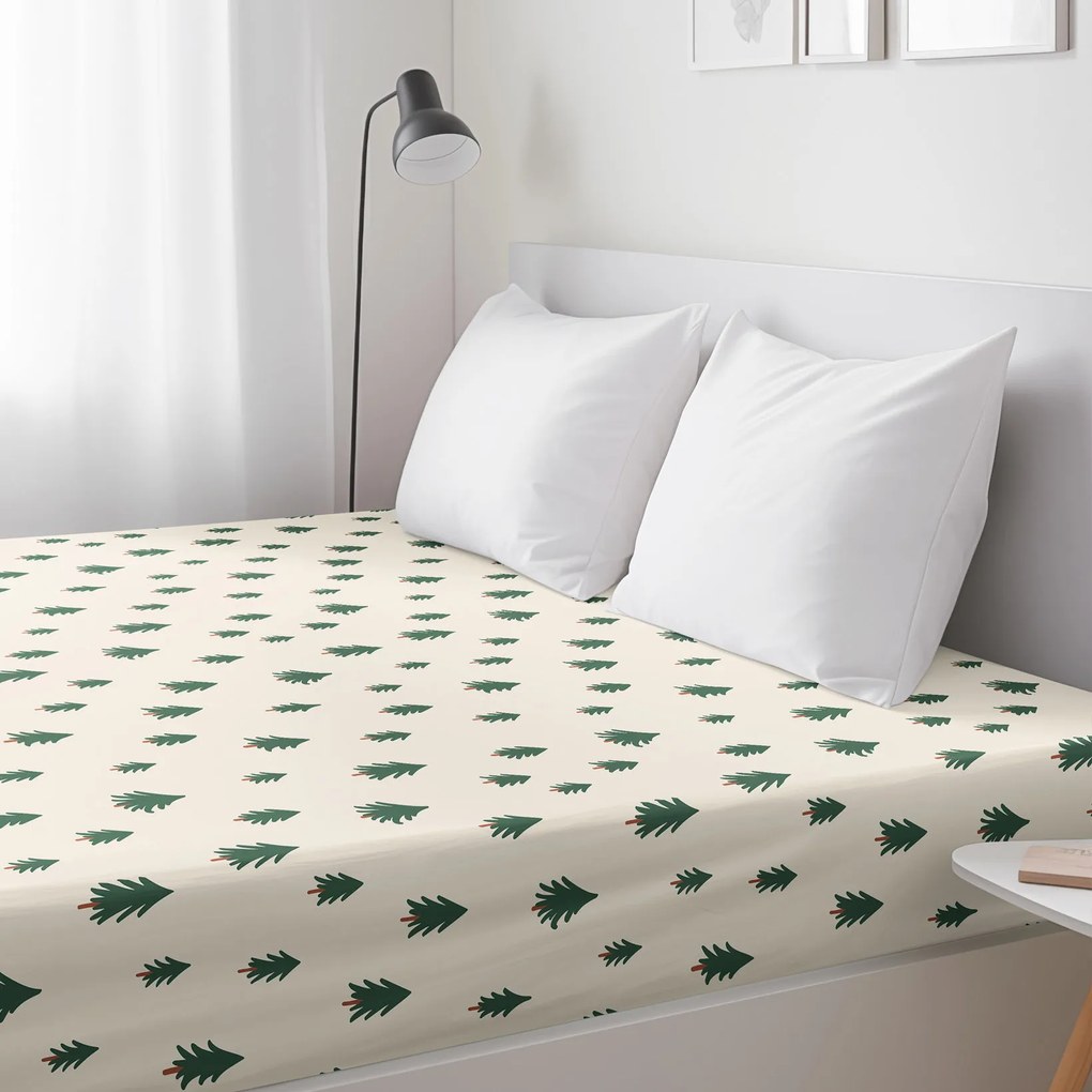 Goldea pamut gumis lepedő - fenyőfák natúr alapon 200 x 200 cm