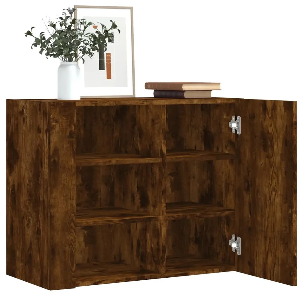 füstös tölgy színű szerelt fa faliszekrény 75 x 35 x 60 cm