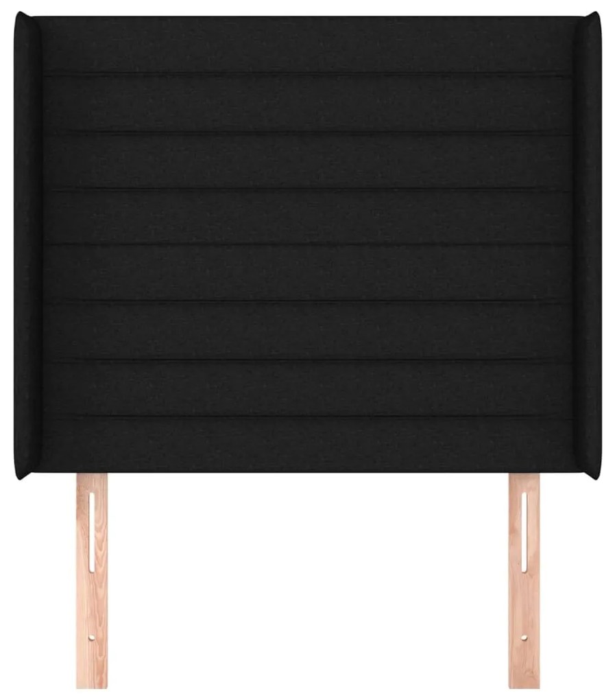 fekete szövet fejtámla szárnyakkal 83x16x118/128 cm