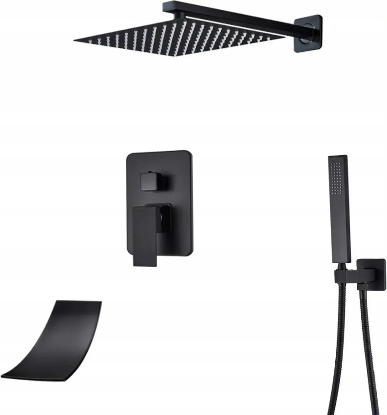 Falsík Alatti Szett Fekete Matt Kifolyócső Vízesés Box 25CM