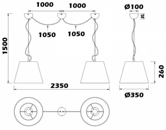 Trio - Csillár zsinóron ANDREUS 2xE27/60W/230V
