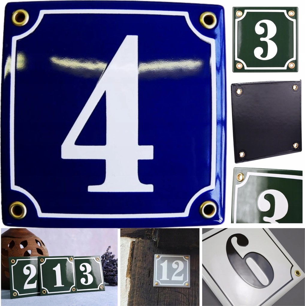 Címtábla Házszám Fém Tábla Házhoz 12x12 CM Zománcozott