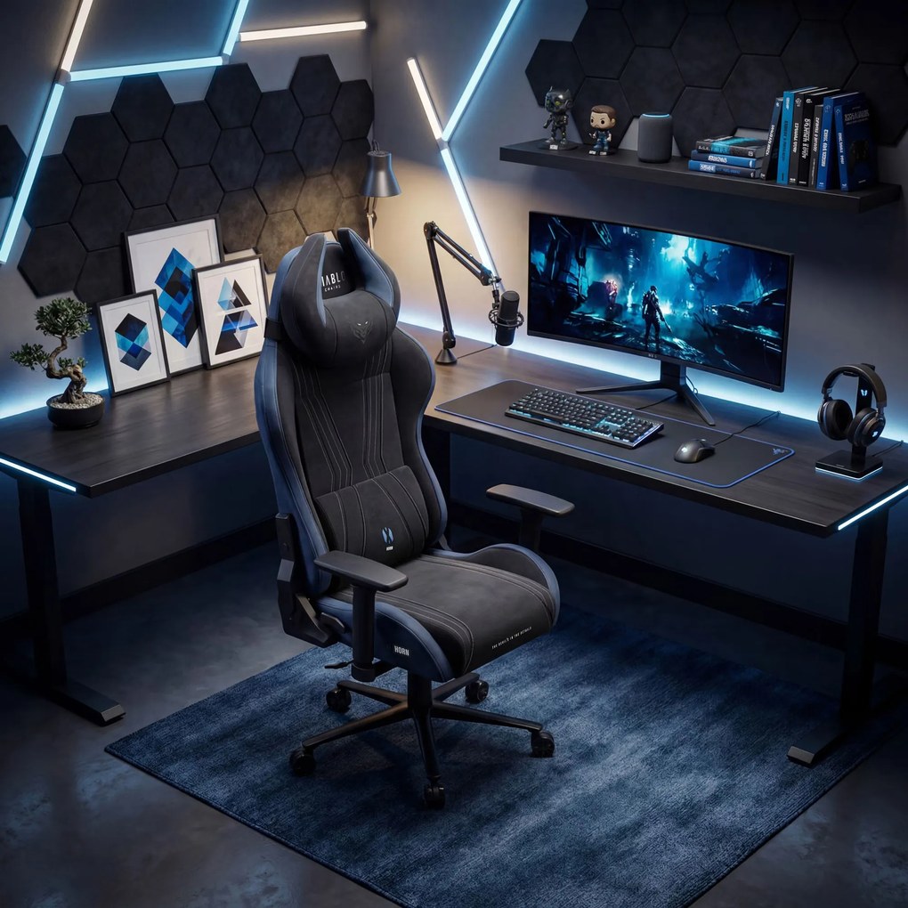 Gamer szék szövet Normal Size, fekete-kék: Diablo X-Horn 2.0 Night Blue
