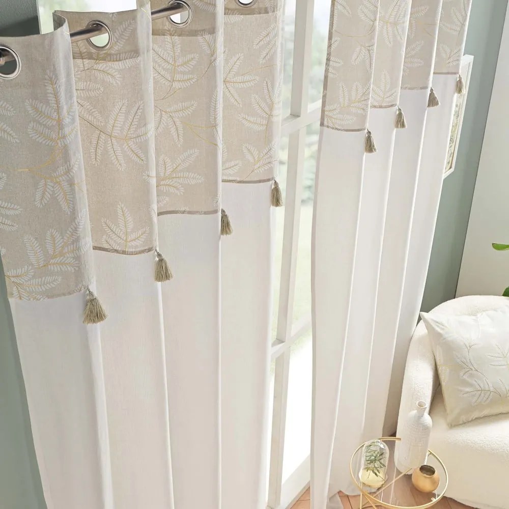 Fehér-bézs pamutkeverék függöny 140x240 cm Altea – douceur d'intérieur