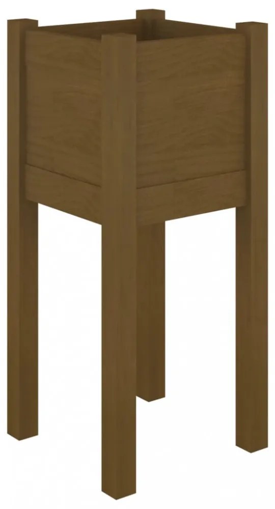 2 db mézbarna tömör fenyőfa kerti virágtartó 31 x 31 x 70 cm