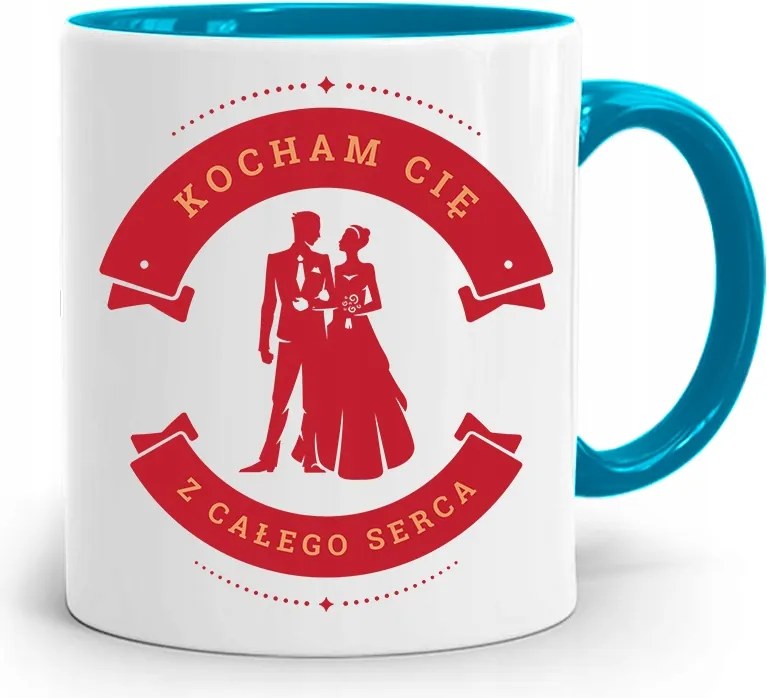 Kék Bögre Valentin Napra Teljes Szívből, fényképes nyomattal