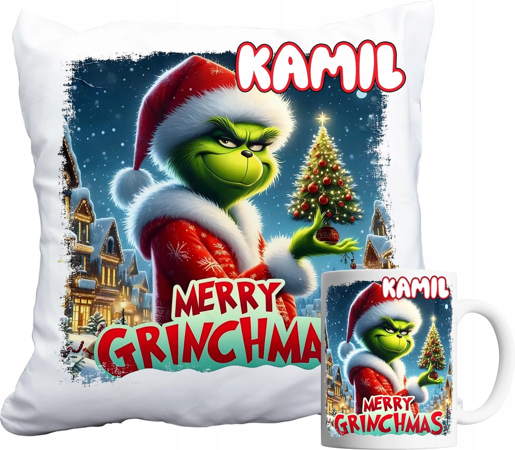 Bögre És Párna Szett Grinch Karácsonyi Mikulás Ajándék Név