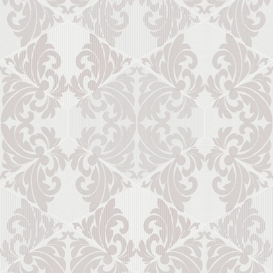 Vinil Tapéta Díszek Fehér Szürke Damaszt