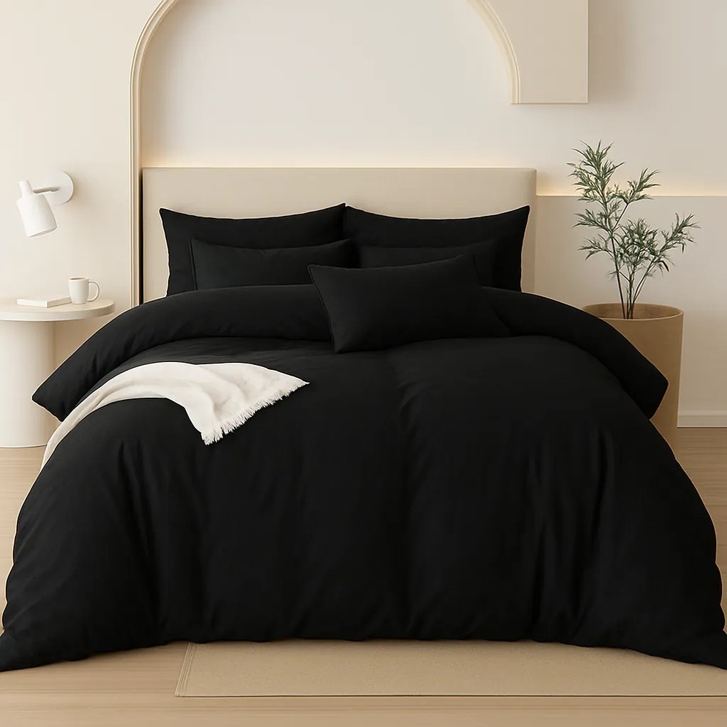 FEKETE pamut DeLuxe lepedők Ágynemű mérete: 140x220 cm, A csomag tartalma: Készletcsomagolás
