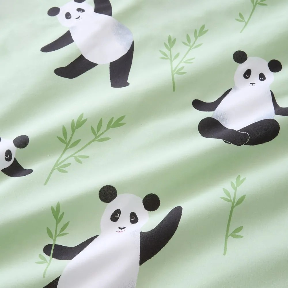 Zöld kétszemélyes gyerek ágyneműhuzat 200x200 cm Panda Paws – Catherine Lansfield