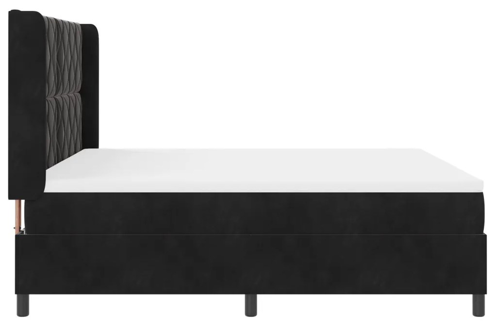 Boxspring Ágy Matraccal és LED Fénnyel Fekete 180x200 cm Bársony