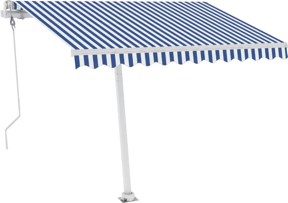 vidaXL kék/fehér automata szélérzékelős és LED-es napellenző 300x250cm