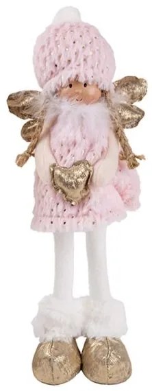 Álló angyal figura - karácsonyi dekoráció - 36 cm - rózsaszín