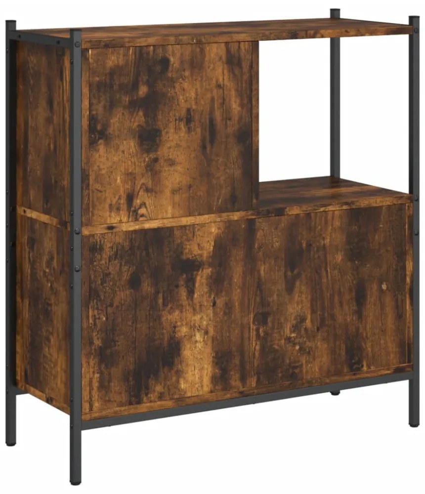 füstös tölgy színű szerelt fa könyvszekrény 72 x 28 x 77,5 cm