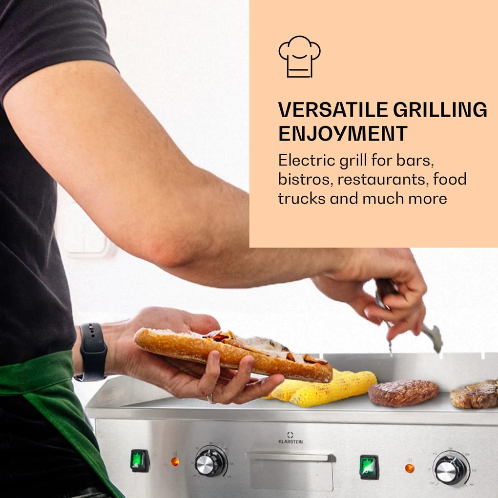 Klarstein Grillmeile 4400, elektromos grill, 2 x 2200 W, rozsdamentes acél grill lap