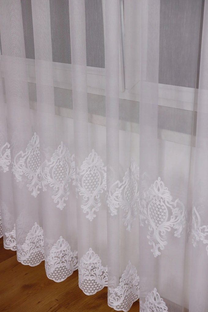 Bambusz Selene függöny méterben, dupla hímzéssel, fehér, magasság: 300 cm