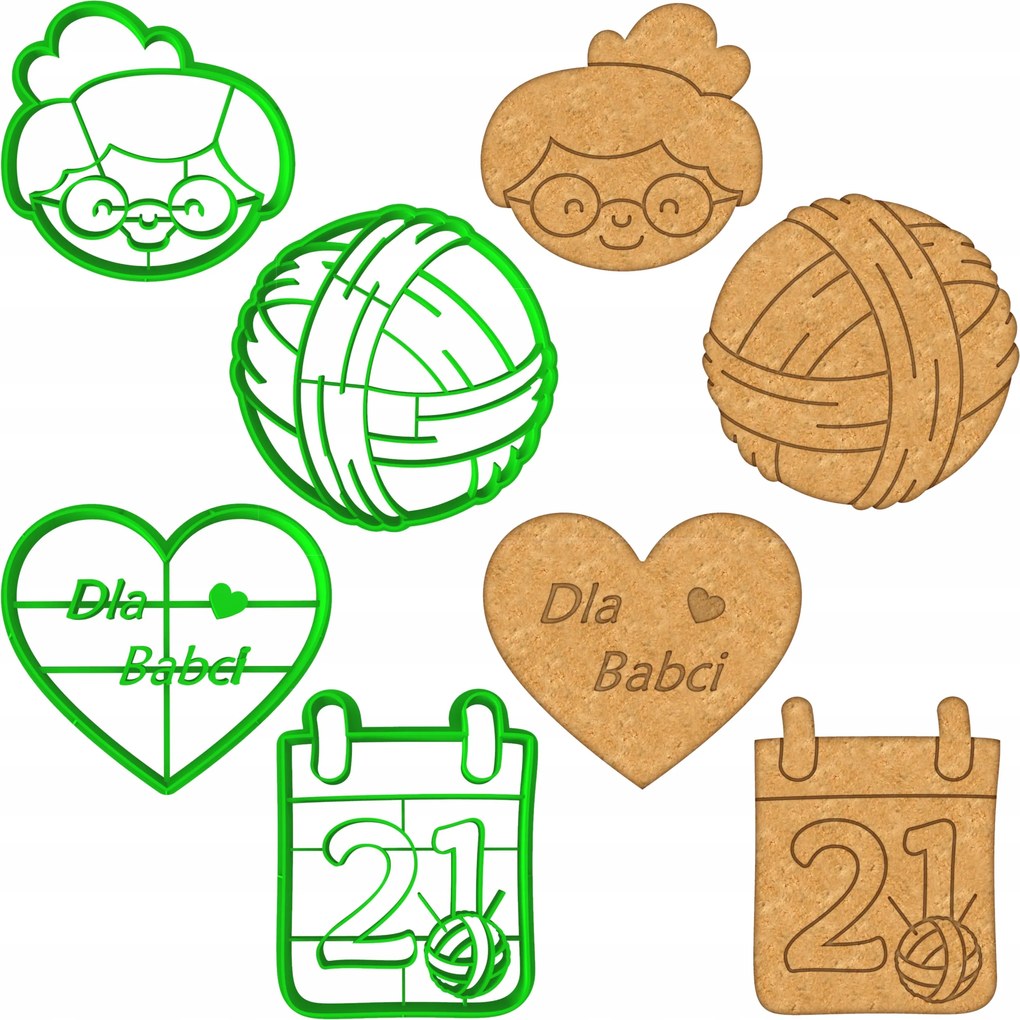 4x Mézeskalács lyukasztó Formák Nagymama És Nagypapa Napjára Nagymama 4db-os szett