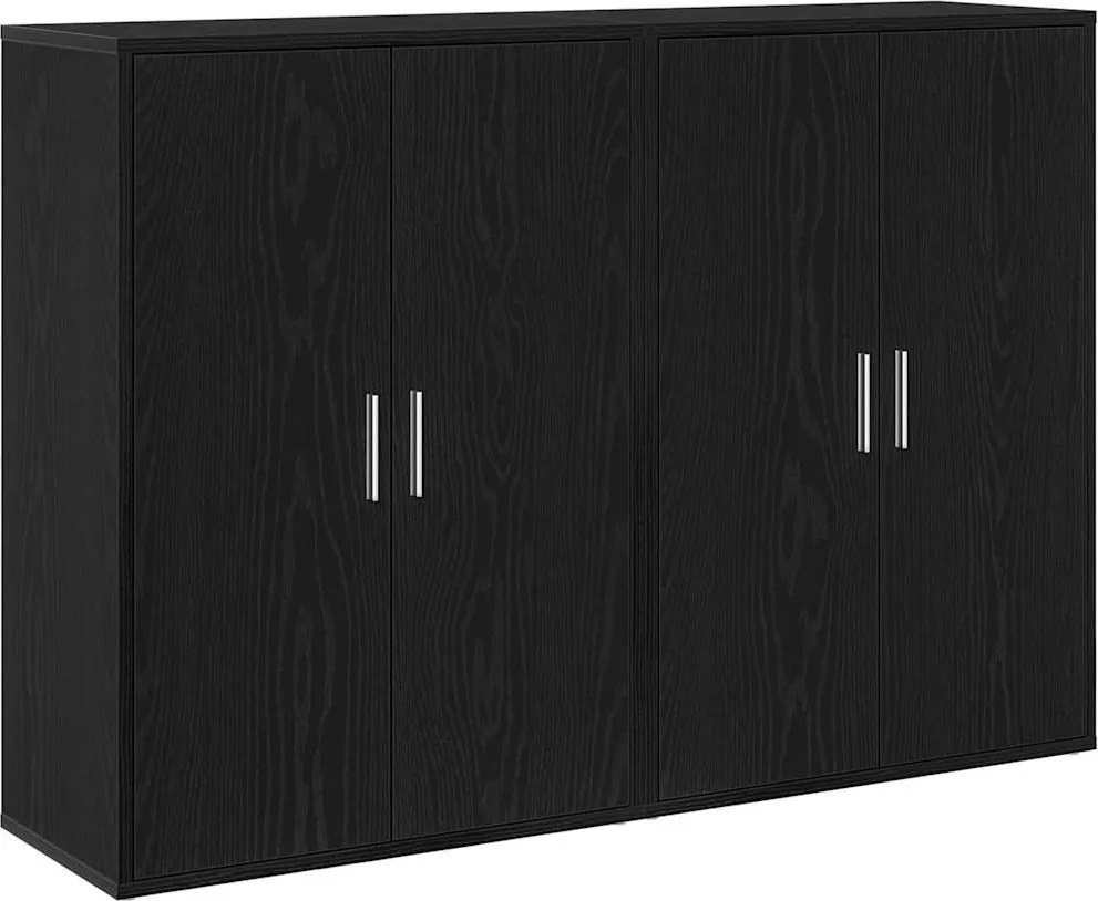 vidaXL Széf 2 pcs Fekete tölgy 60 x 31 x 84 cm Faanyag
