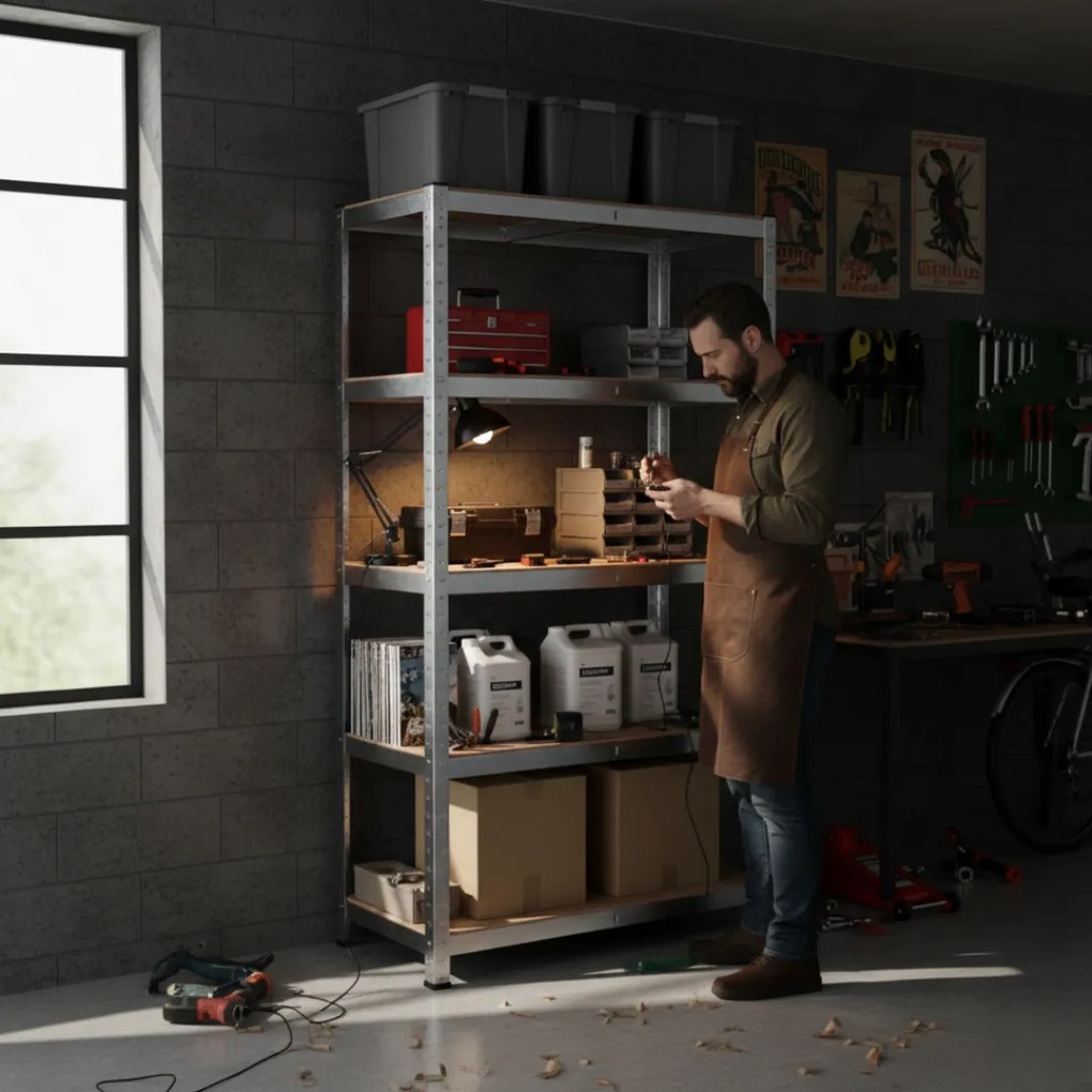 HEAVY nagy teherbírású polc, max. 875kg, 90x40x180cm, ezüst Jurhan