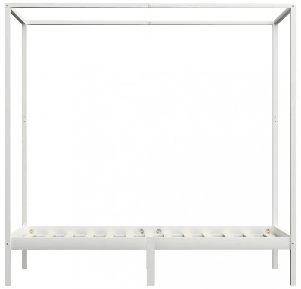 fehér tömör fenyőfa baldachinos ágykeret 100 x 200 cm