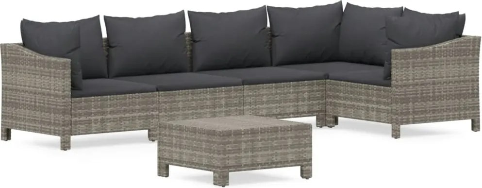 vidaXL 6 részes szürke polyrattan kerti ülőgarnitúra párnákkal