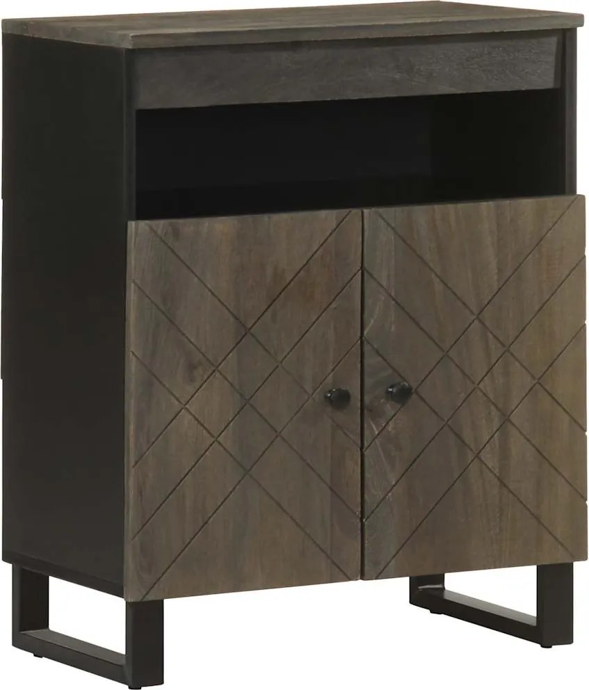 vidaXL Sideboard Fekete 60x33x75 cm tömörfa Mango