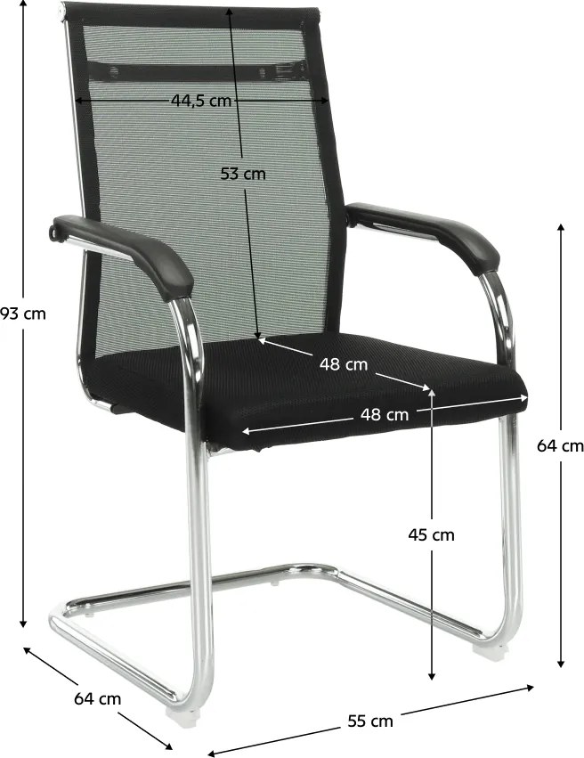 Tárgyalószék, fekete/ezüst, ESIN