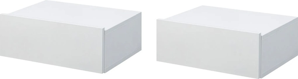 HOMCOM 2 db Függő Éjjeli Szekrény 1 Fiókkal Modern Fali Tervezés 40x30x15 cm Fehér | Aosom