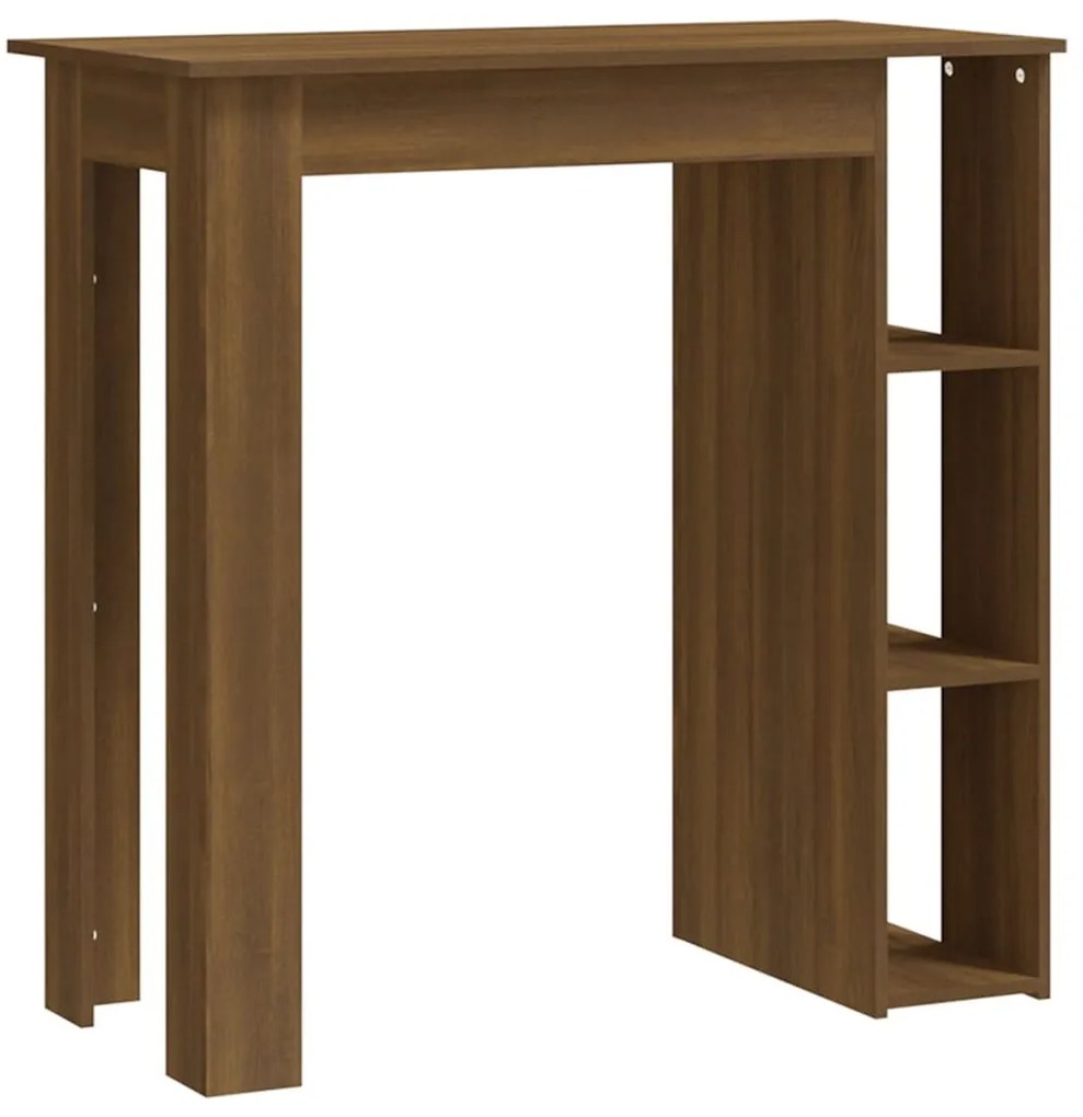 Barna tölgy színű szerelt fa bárasztal polccal 102x50x103,5 cm