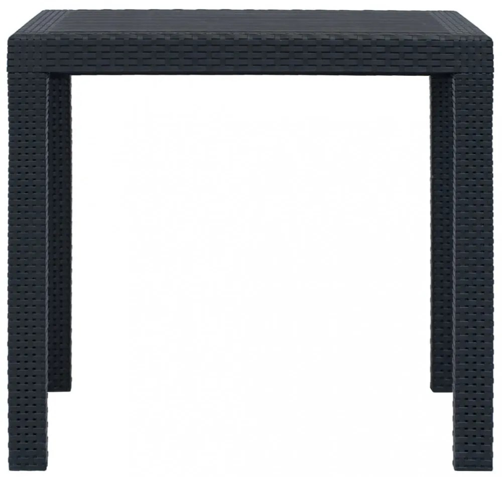 antracitszürke rattan küllemű műanyag kerti asztal 79x79x72 cm