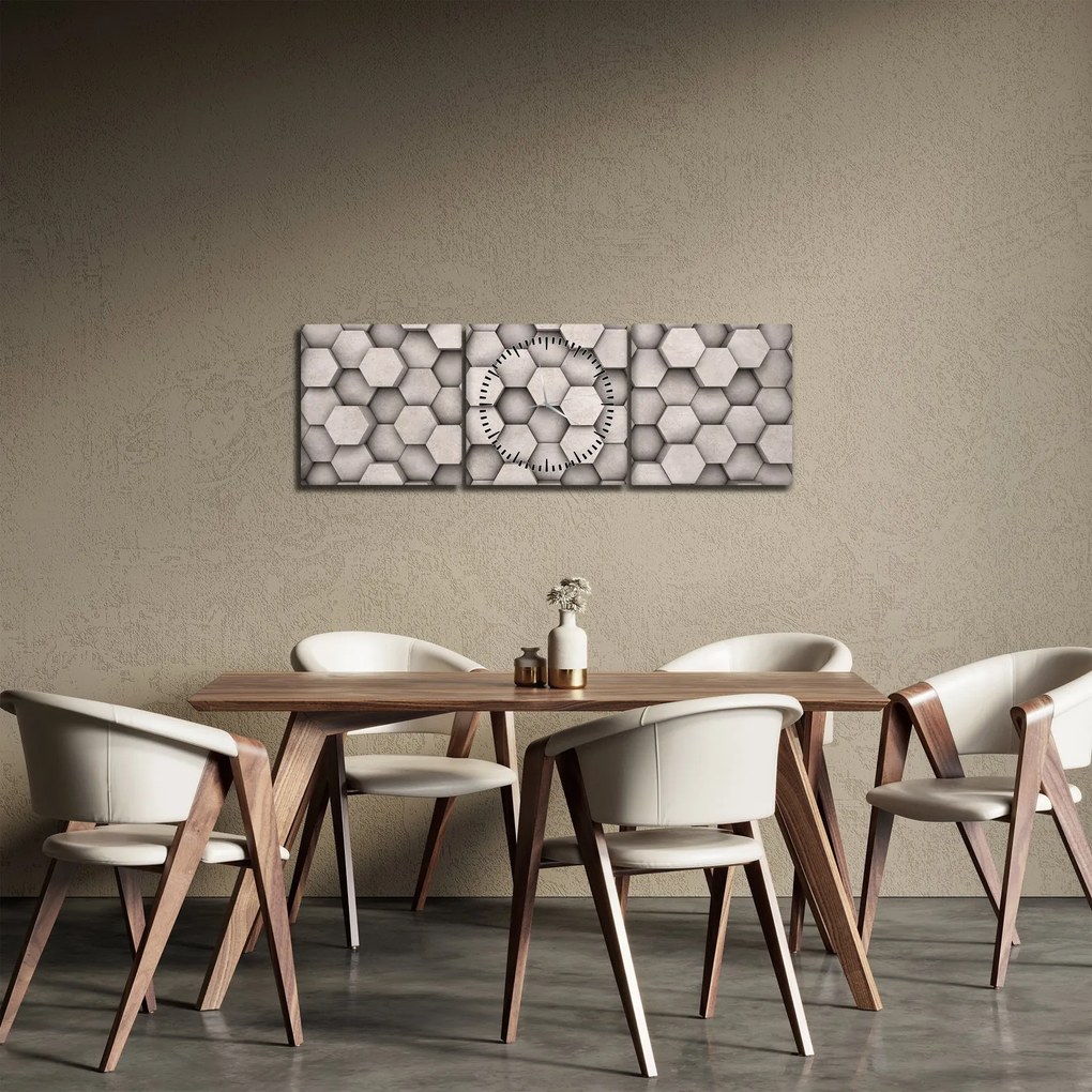 Kép - Hatszögek beton kivitelben (órával) (90x30 cm)