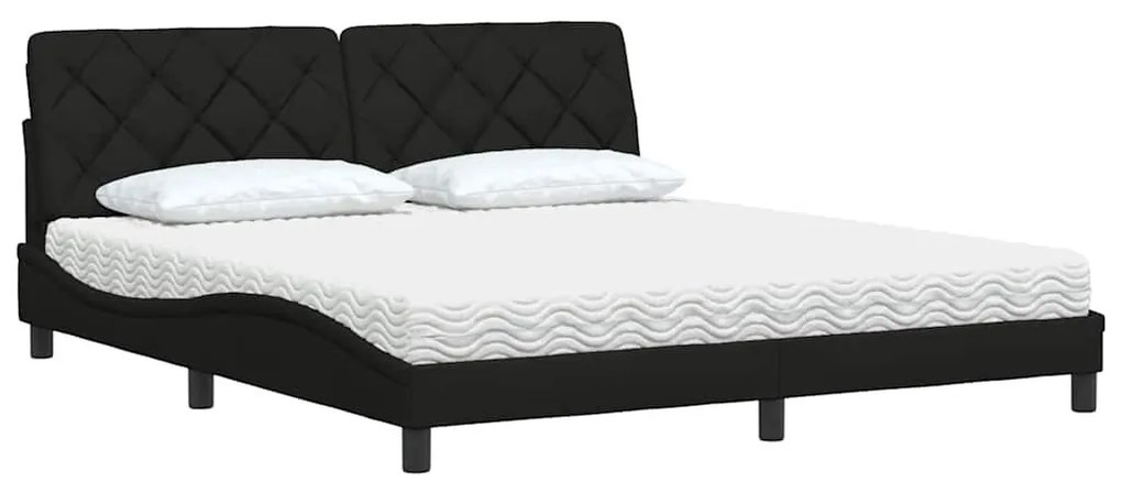 fekete szövet ágy matraccal 180x200 cm