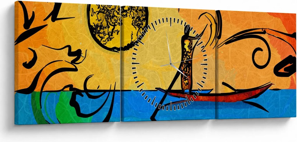 Egy ősi festmény képe (órával) (90x30 cm)