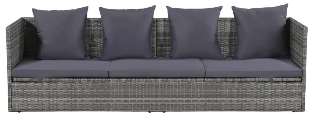 Szürke polyrattan kerti ágy 200 x 60 cm
