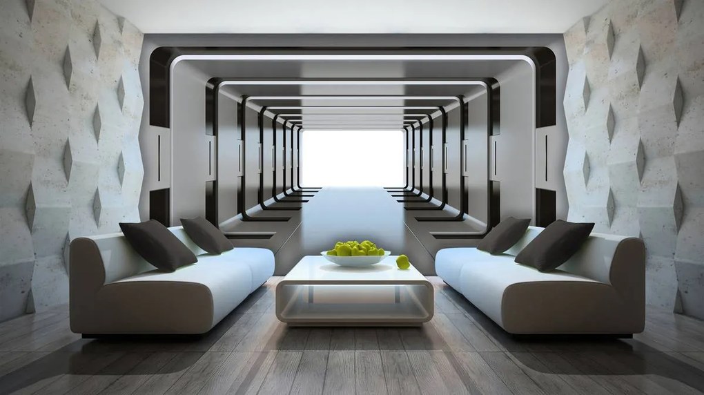 Fotótapéta - 3D ezüst alagút (152,5x104 cm)