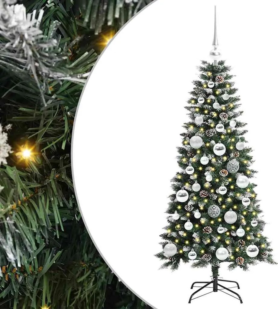 vidaXL Mű karácsonyfa 150 LED-del Zöld 120 cm PVC és Műanyag és Acél