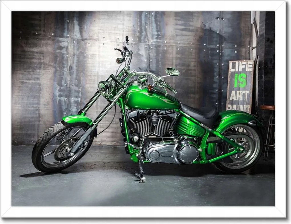 Poszterek keretben 40x30 Zöld chopper Motorkerékpár