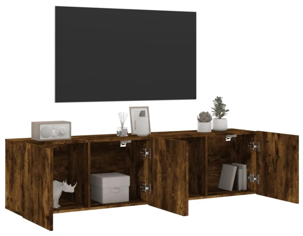 2 db füstös tölgy színű fali TV-szekrény 80 x 30 x 41 cm