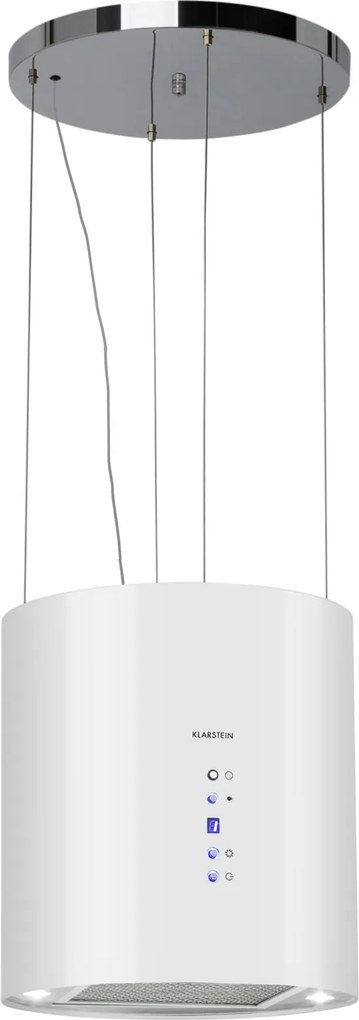 Klarstein Barett, sziget páraelszívó, Ø 35 cm, légkeringetés, 522 m³/ó, LED, aktívszén szűrő, fehér