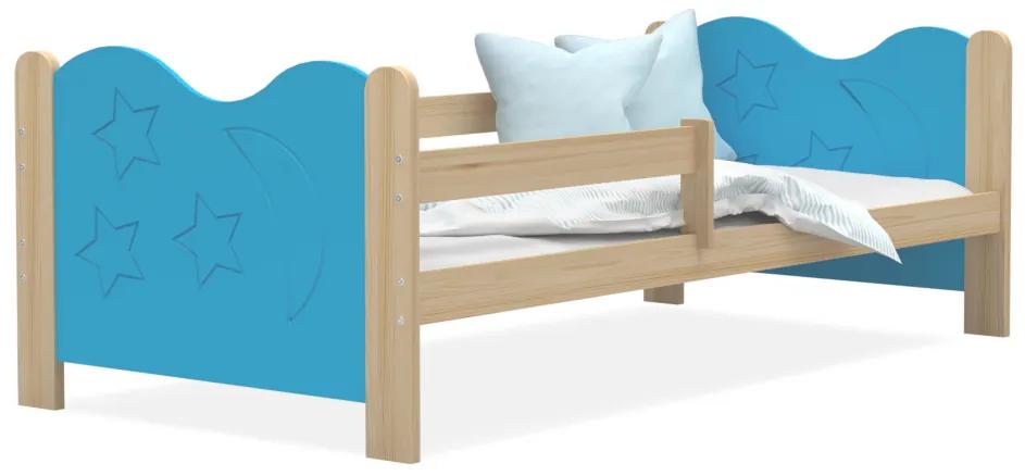 MICKEY P1 gyerekágy + AJÁNDÉK matrac + ágyrács, 160x80 cm, fenyő/kék
